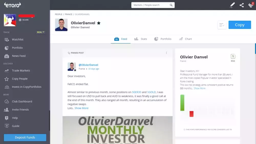 Olivier Danvel (@OlivierDanvel) trading profile on eToro