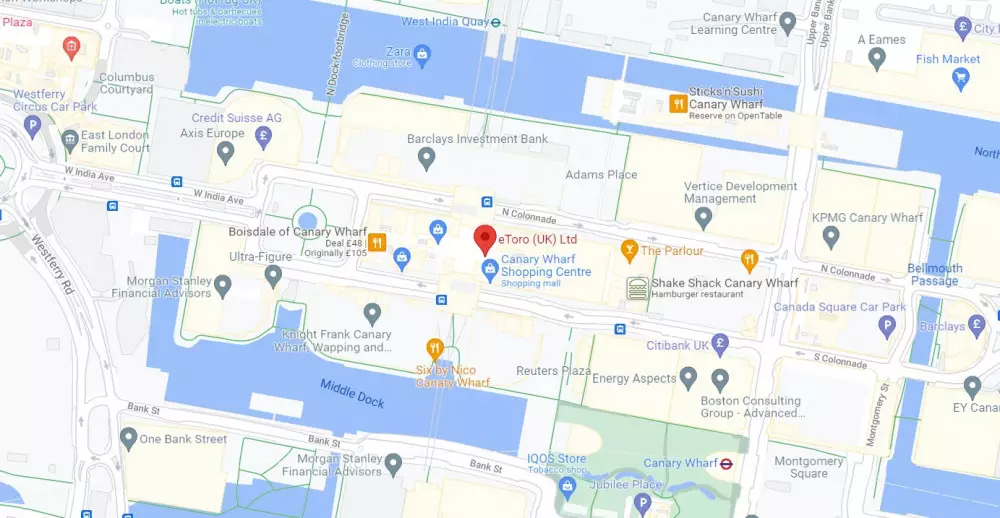 eToro (UK) Ltd. office address in Google Maps