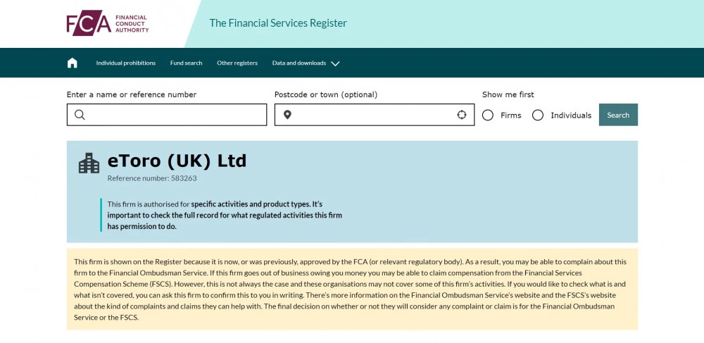 eToro (UK) Ltd. FCA details