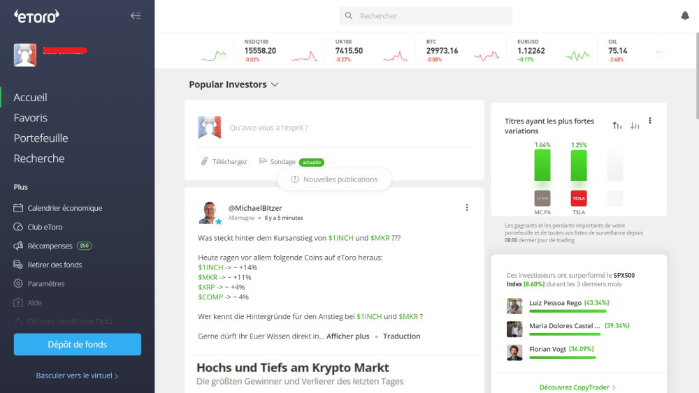 eToro platform in French