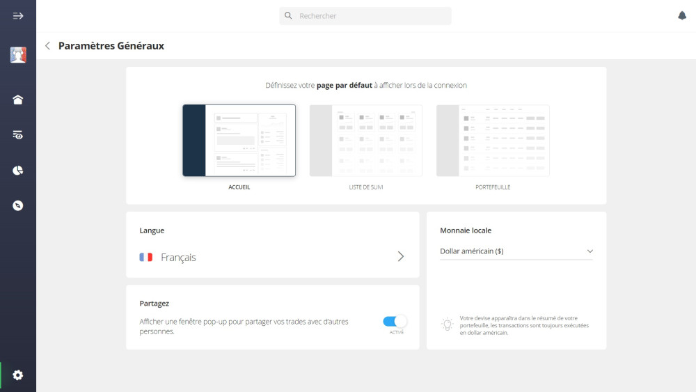 Changing eToro platform language to French